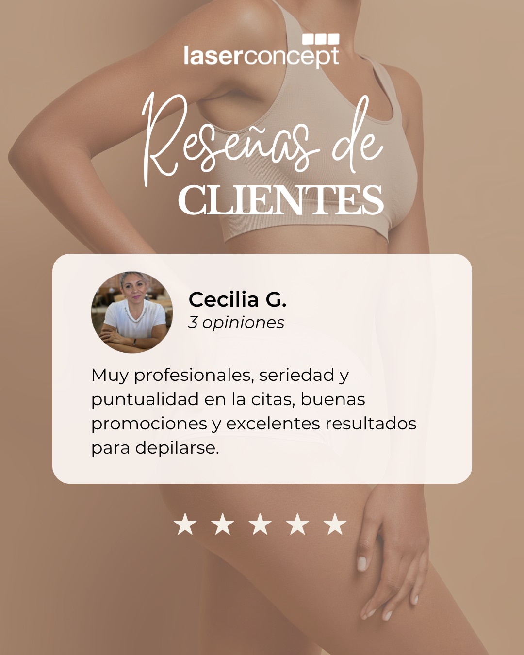 Clienta de Laserconcept en cabina de tratamiento